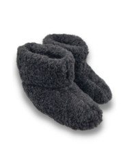 DINA Wool slippers high model black with anti-slip sole 36-46