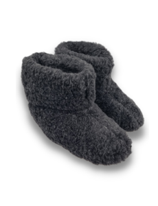 DINA High-top black wool slippers with anti-slip soles 36-42