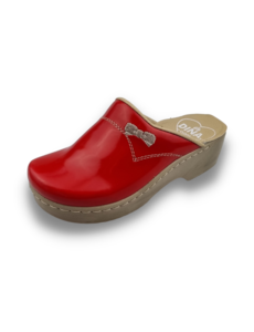 DINA Glossy red clogs - plastic sole and wonderful footbed - from Dina