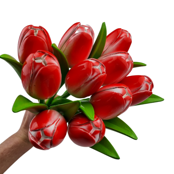 Bouquet of red tulips r/w (10, 20 or 30 pieces)