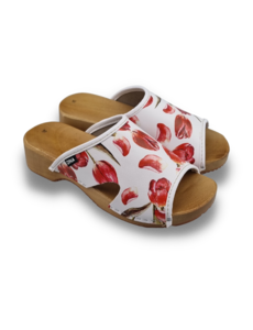 DINA Houten sandalen met fleurige rode tulpen - Dina Sandals