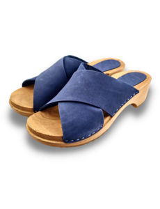 DINA Houten sandalen met nubuck leer - Jeans Blue - Dina Sandals