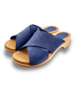 DINA Wooden sandals with nubuck leather - Jeans Blue - Dina Sandals