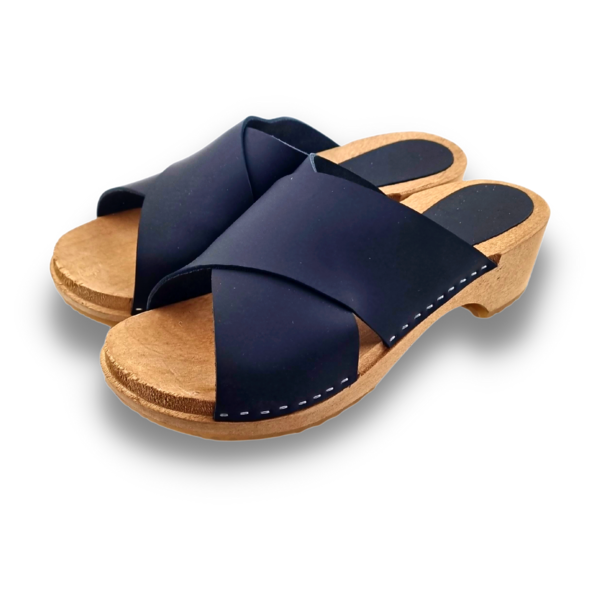 DINA Holzsandalen mit Nubukleder - mattschwarz - Dina Sandals