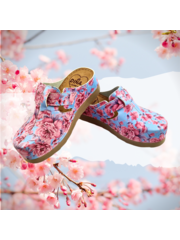 DINA Japanese spring blossom clogs - plastic sole and medical footbed - by Dina