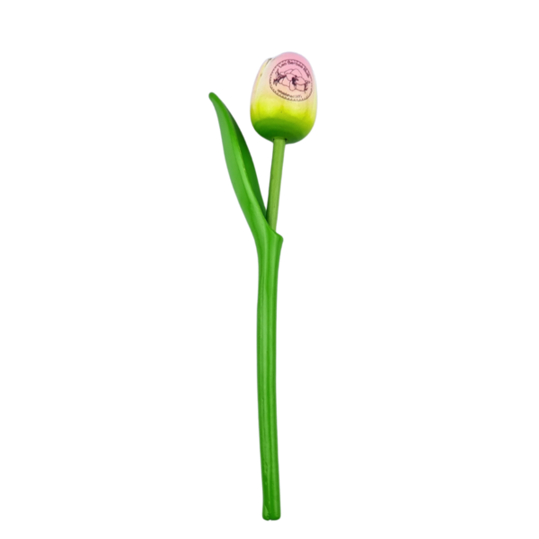 TRAA Wooden tulip on stem 33cm with logo/text