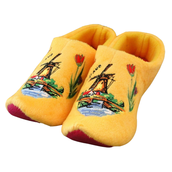 Clog Hausschuhe Holländische Windmühle mit Tulpen - Gelb