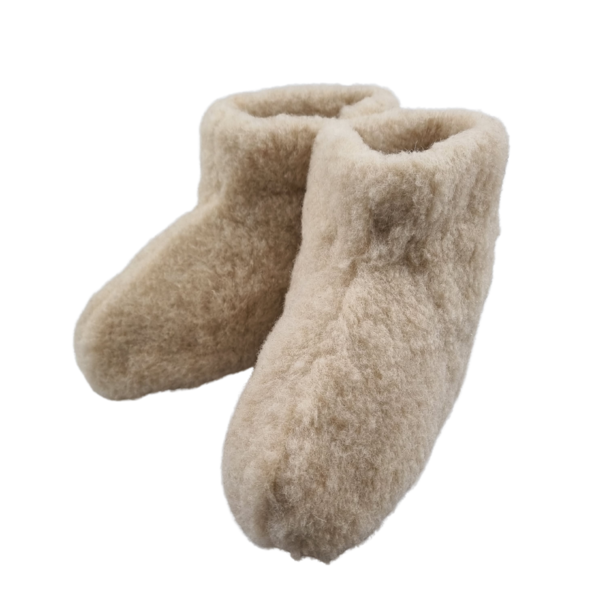 DINA Wonderfully Soft Wool Slippers – High Model Beige