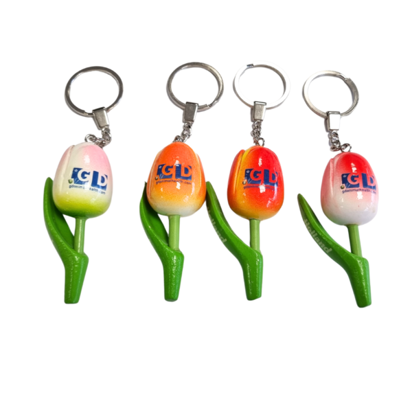 TRAA Tulip keychain with your text or logo - colors in mix
