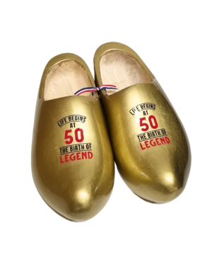 TRAA Goldene Holzschuhe mit Ihrem eigenen Logo/Foto/Text