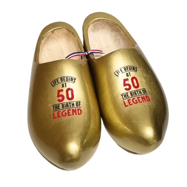 TRAA Goldene Holzschuhe mit Ihrem eigenen Logo/Foto/Text