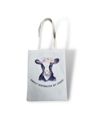 DINA canvas tas Koe -easily distracted by cows