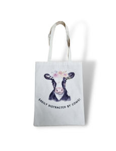 DINA canvas bag Cow -easily distracted by cows