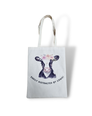 DINA canvas bag Cow -easily distracted by cows