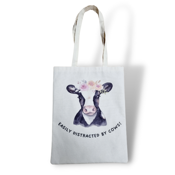 DINA canvas bag Cow -easily distracted by cows