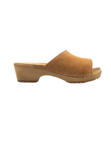 DINA Houten sandalen met suede leer - suede beige
