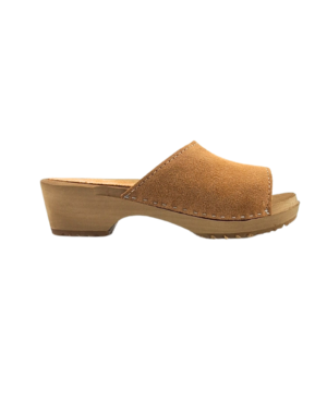 DINA Wooden sandals with suede leather - suede beige