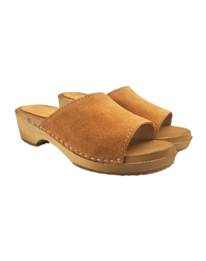 DINA Holzsandalen mit Rauleder - Wildleder beige