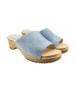 DINA Wooden sandals with suede leather - suede mint blue - model 2024