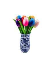 TRAA Delfter blaue Vase mit hölzernen Tulpen (10 Stück)