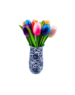 TRAA Delfter blaue Vase mit hölzernen Tulpen (10 Stück)