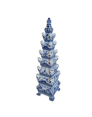 TRAA Delftsblauwe Piramide Vaas voor tulpen - 85cm hoog