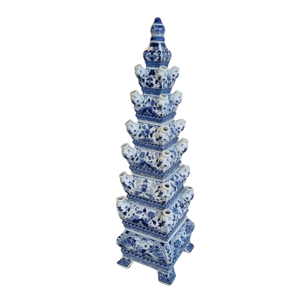 TRAA Delftsblauwe Piramide Vaas voor tulpen - 85cm hoog