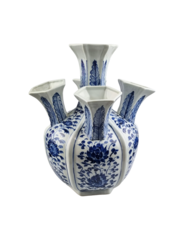 TRAA Delfter Blau 5 Ringe Vase für Tulpen – 45 cm hoch