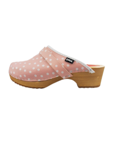 DINA Schwedische Clogs rosa mit Punkten