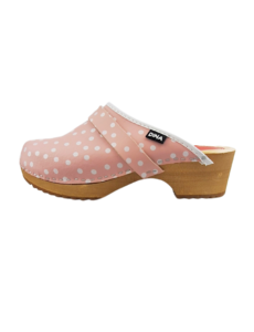 DINA Swedish clogs pink with dots