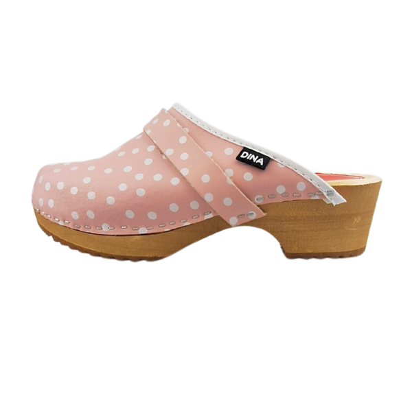 DINA Schwedische Clogs rosa mit Punkten