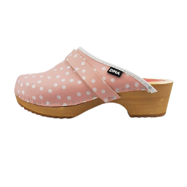DINA Swedish clogs pink with dots