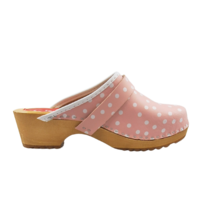 DINA Pink Swedish clogs with polka dots
