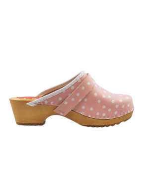 DINA Schwedische Holzschuhe – Rosa mit Punkten