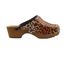 DINA Zweedse klompen Panter print - houten zool