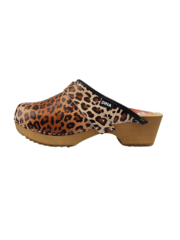 DINA Swedish clogs from Dina with Panther print - wooden sole