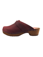 DINA Bordeauxrote Dina-Clogs mit Nubukleder