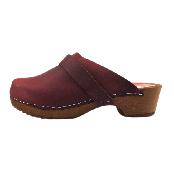 DINA Bordeauxrote Dina-Clogs mit Nubukleder