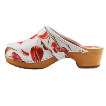 DINA Schwedische Clogs mit roter Tulpe - Dina Clogs -