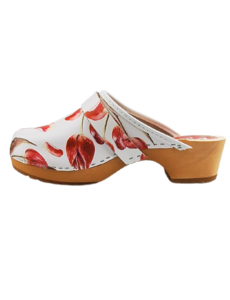 DINA Schwedische Clogs mit roter Tulpe - Dina Clogs -