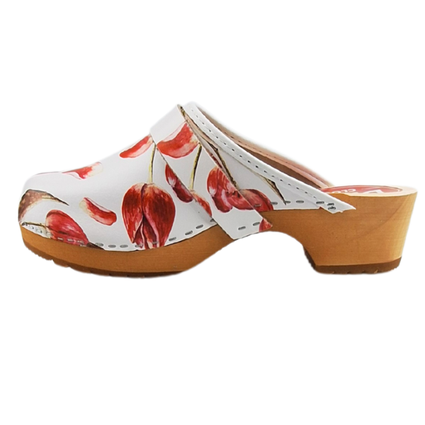 DINA Schwedische Clogs mit roter Tulpe - Dina Clogs -