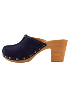 DINA Marineblaue Wildleder-Clogs mit hohem Absatz @Dina