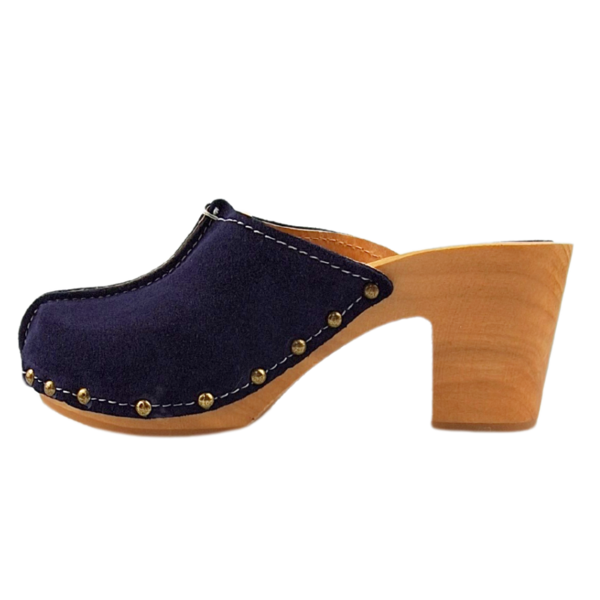 DINA Navy blue suede high heel clogs @Dina