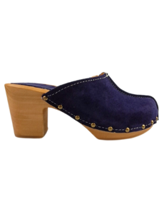 DINA Navy blue suede high-heeled clogs Dina