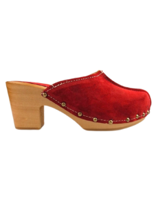 DINA Rood hoge hak suede clogs van Dina