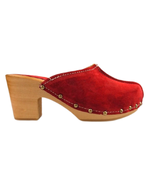 DINA Rood hoge hak suede clogs van Dina