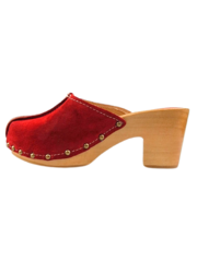 DINA Rood hoge hak suede clogs van Dina