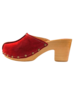 DINA Red high heel suede clogs from Dina