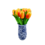 TRAA Delftsblauwe vaas met oranje houten tulpen (10stuks)