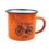 Enamel mug - orange bicycle with balloons